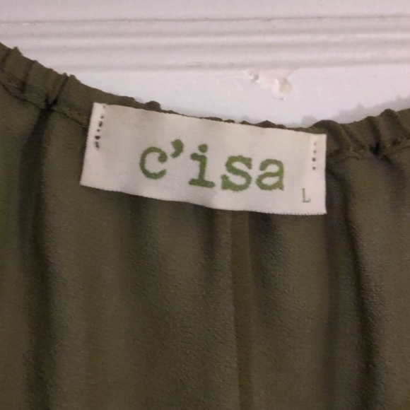C'isa Olive Green Mesh Blouse - L - Picture 3 of 4